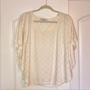 Forever 21 Eyelet Poncho Top in Off-White